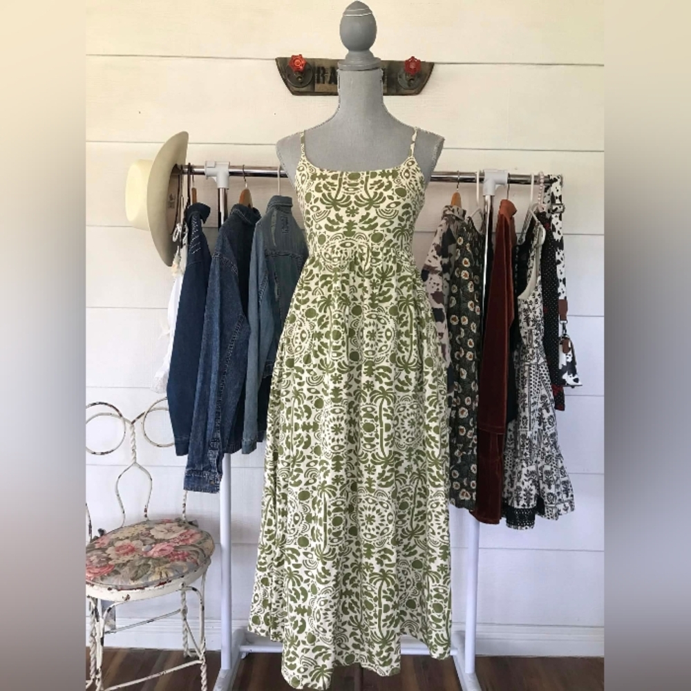 Japra Green Patterened Maxi Dress Womens Size Small